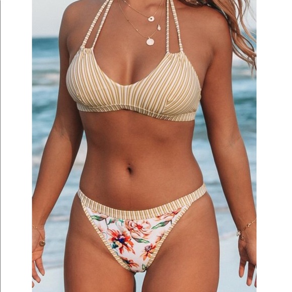 Cupshe Other - yellow stripe and floral bikini
